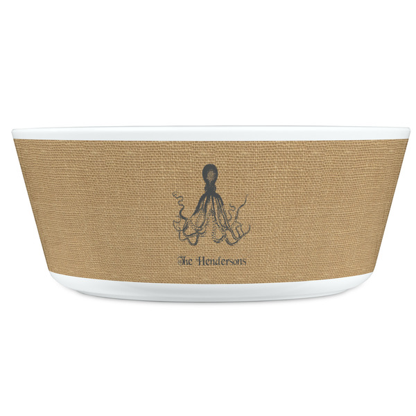 Octopus & Burlap Print Kids Bowls - FRONT