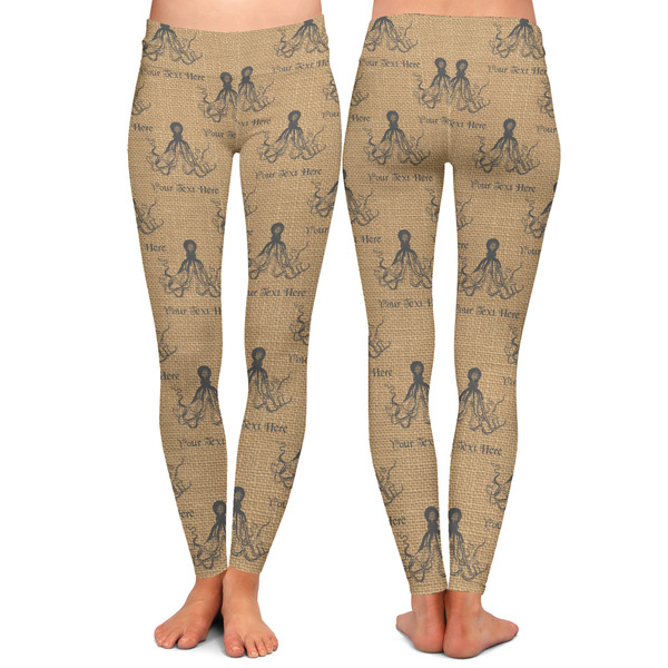 Octopus & Burlap Print Ladies Leggings - Front and Back