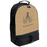 Octopus & Burlap Print Backpacks - Black (Personalized)