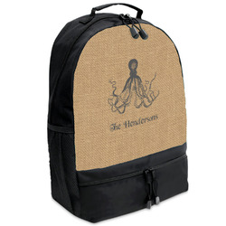 Octopus & Burlap Print Backpacks - Black (Personalized)