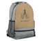 Octopus & Burlap Print Large Backpack - Gray - Angled View
