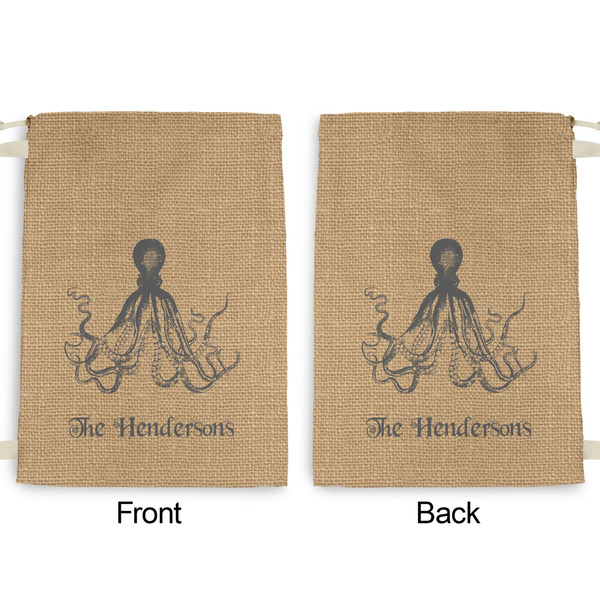 Octopus & Burlap Print Large Laundry Bag - Front & Back View
