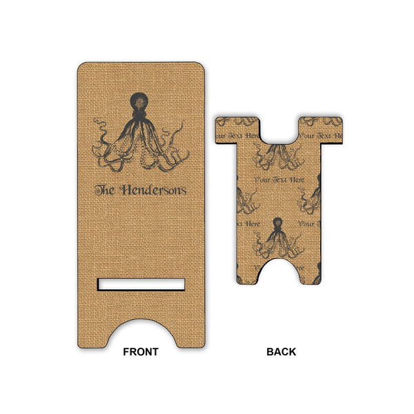 Octopus & Burlap Print Large Phone Stand - Front & Back