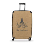Octopus & Burlap Print Suitcase - 28" Large - Checked w/ Name or Text