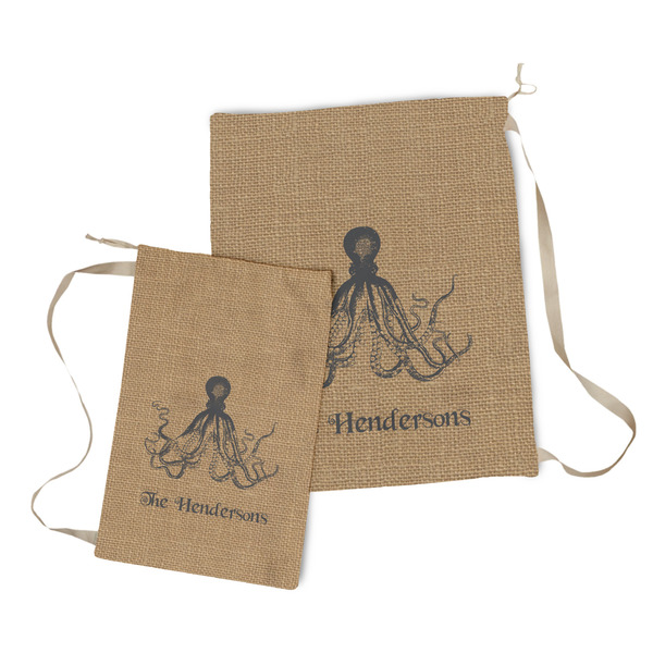 Octopus & Burlap Print Laundry Bag - Both Bags