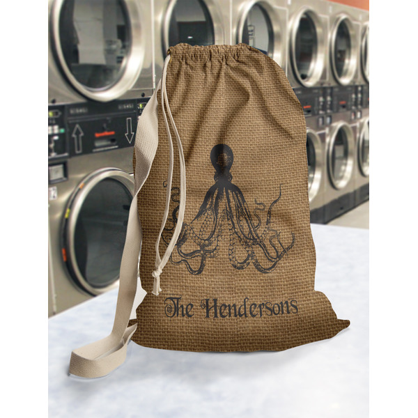 Octopus & Burlap Print Laundry Bag in Laundromat