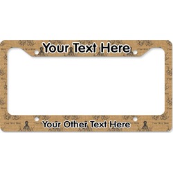 Octopus & Burlap Print License Plate Frame - Style B (Personalized)
