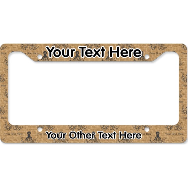 Octopus & Burlap Print License Plate Frame Wide