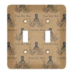 Octopus & Burlap Print Light Switch Cover (2 Toggle Plate) (Personalized)