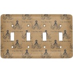 Octopus & Burlap Print Light Switch Cover (4 Toggle Plate) (Personalized)