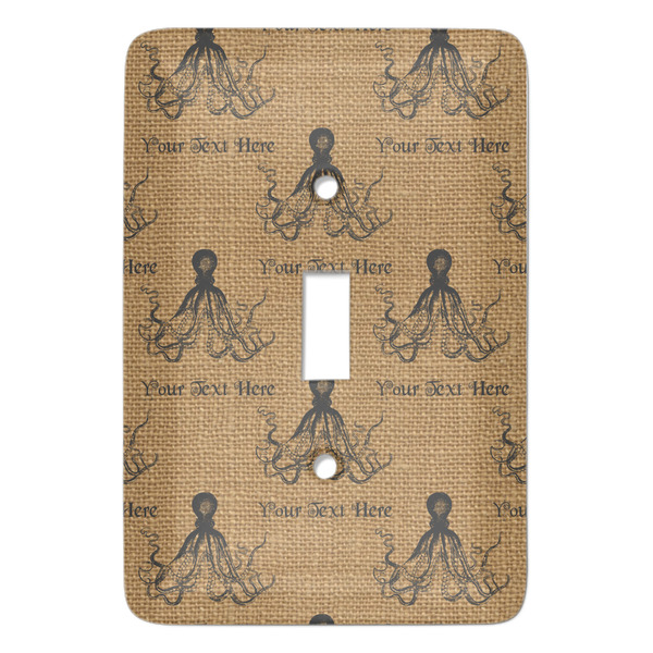Custom Octopus & Burlap Print Light Switch Cover (Single Toggle) (Personalized)