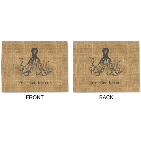 Octopus & Burlap Print Linen Placemat - APPROVAL (double sided)