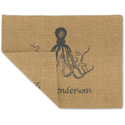 Octopus & Burlap Print Double-Sided Linen Placemat - Single w/ Name or Text