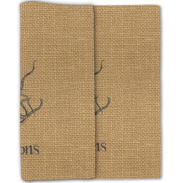 Octopus & Burlap Print Linen Placemat - Folded Half (double sided)