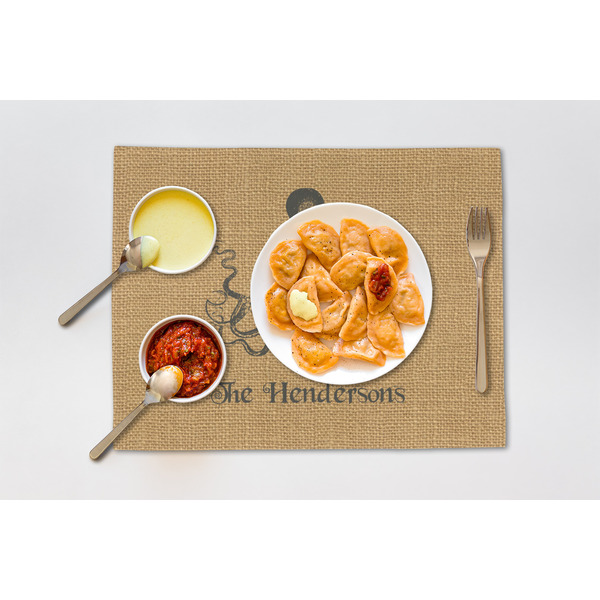 Octopus & Burlap Print Linen Placemat - Lifestyle (single)