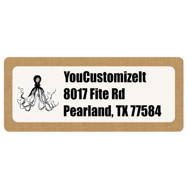 Custom Octopus & Burlap Print Return Address Labels (Personalized)