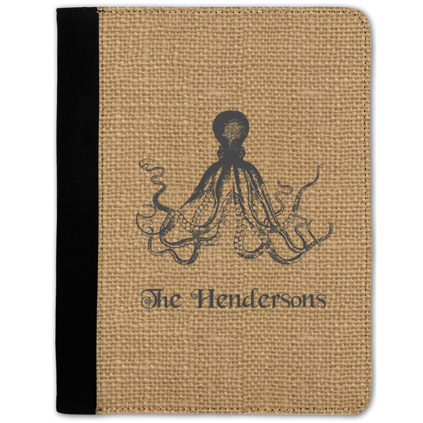 Custom Octopus & Burlap Print Notebook Padfolio - Medium w/ Name or Text