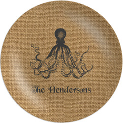 Octopus & Burlap Print Melamine Plate (Personalized)