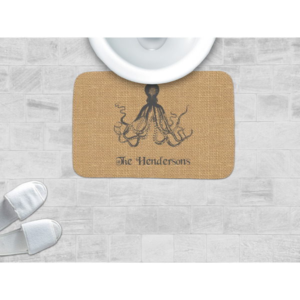 Octopus & Burlap Print Memory Foam Bath Mat - LIFESTYLE