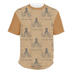 Octopus & Burlap Print Men's Crew T-Shirt (Personalized)