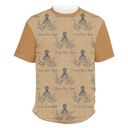 Octopus & Burlap Print Men's Crew T-Shirt (Personalized)
