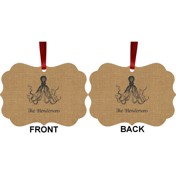 Octopus & Burlap Print Metal Benilux Ornament - Front and Back (APPROVAL)