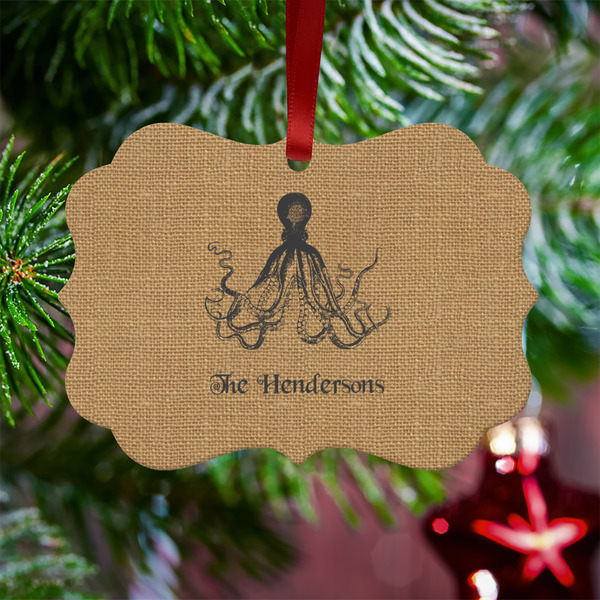 Octopus & Burlap Print Metal Benilux Ornament - Lifestyle