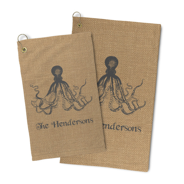 Octopus & Burlap Print Microfiber Golf Towel - PARENT/MAIN