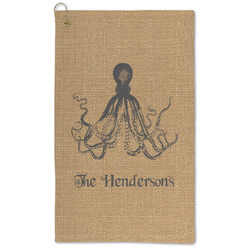 Octopus & Burlap Print Microfiber Golf Towel - Large (Personalized)
