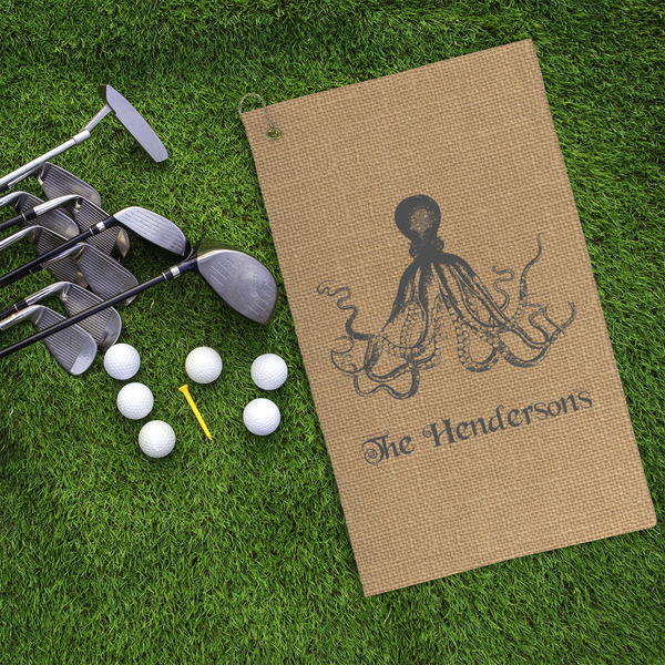 Octopus & Burlap Print Microfiber Golf Towels - LIFESTYLE