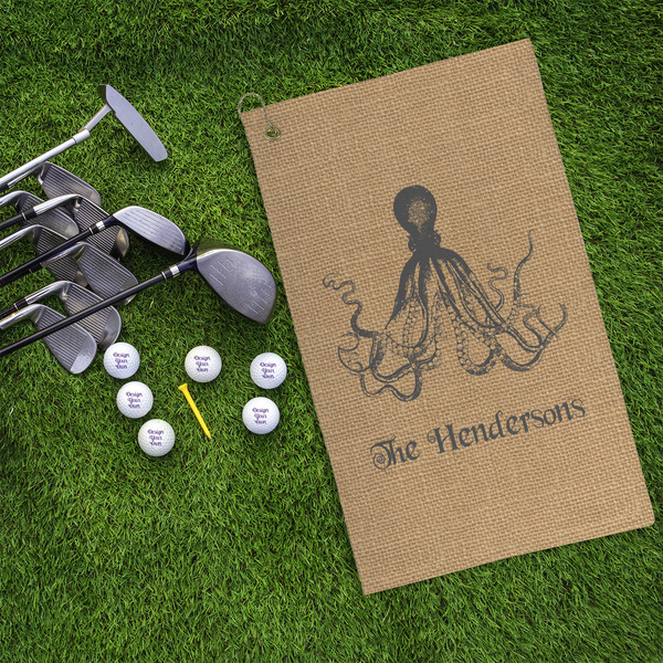 Octopus & Burlap Print Microfiber Golf Towels - LIFESTYLE