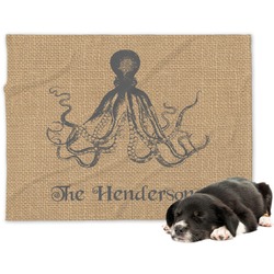 Octopus & Burlap Print Dog Blanket - Large (Personalized)