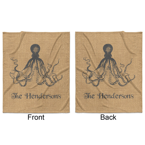 Octopus & Burlap Print Minky Blanket - 50"x60" - Double Sided - Front & Back