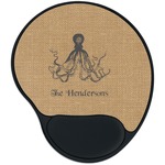 Octopus & Burlap Print Mouse Pad with Wrist Support