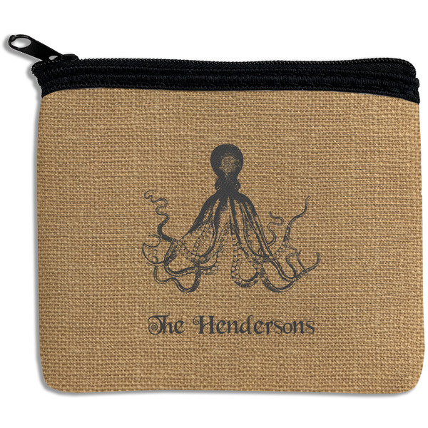 Custom Octopus & Burlap Print Rectangular Coin Purse (Personalized)