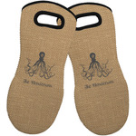 Octopus & Burlap Print Neoprene Oven Mitts - Set of 2 w/ Name or Text
