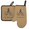 Octopus & Burlap Print Left Oven Mitt & Pot Holder Set w/ Name or Text