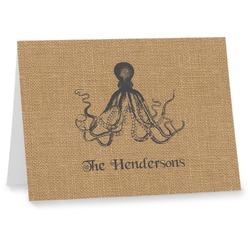 Octopus & Burlap Print Note cards (Personalized)