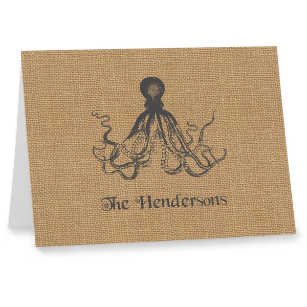 Custom Octopus & Burlap Print Note cards (Personalized)