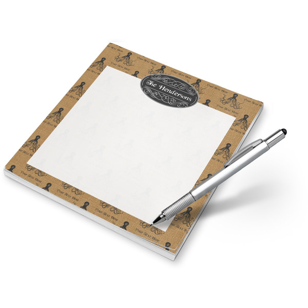 Custom Octopus & Burlap Print Notepad (Personalized)