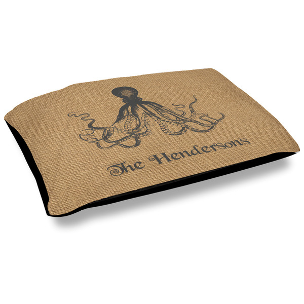 Custom Octopus & Burlap Print Outdoor Dog Bed - Large (Personalized)