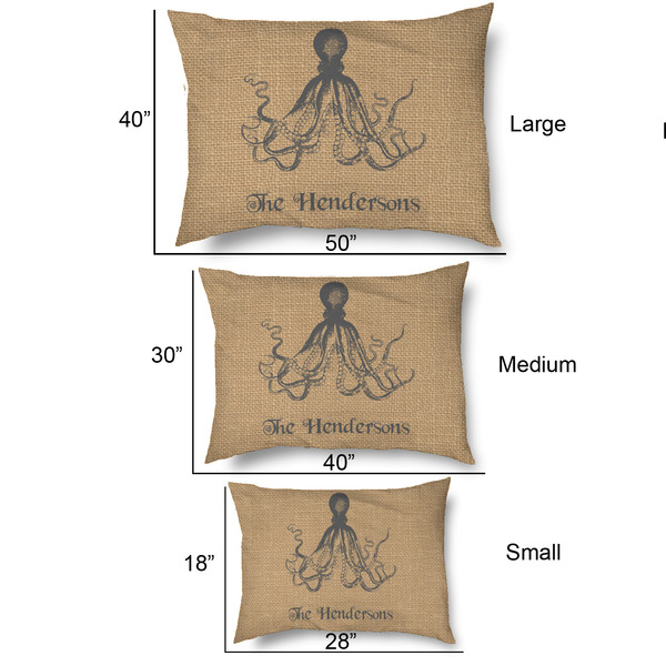 Octopus & Burlap Print Outdoor Dog Beds - SIZE CHART