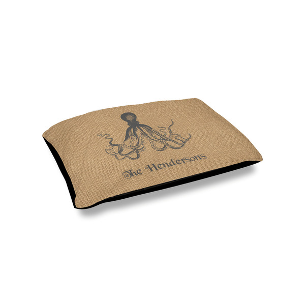 Custom Octopus & Burlap Print Outdoor Dog Bed - Small (Personalized)