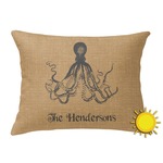 Octopus & Burlap Print Outdoor Throw Pillow (Rectangular) (Personalized)