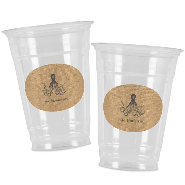 Octopus & Burlap Print Party Cups - 16oz - Alt View
