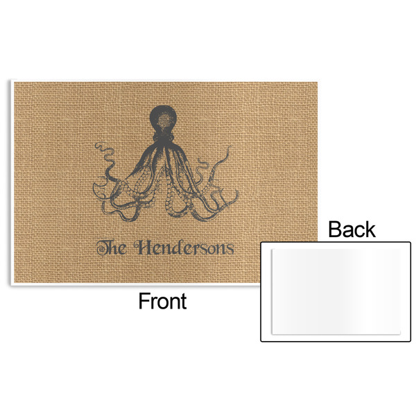 Octopus & Burlap Print Disposable Paper Placemat - Front & Back