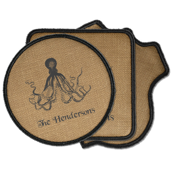 Custom Octopus & Burlap Print Iron on Patches (Personalized)