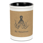 Octopus & Burlap Print Ceramic Pencil Holders - Black