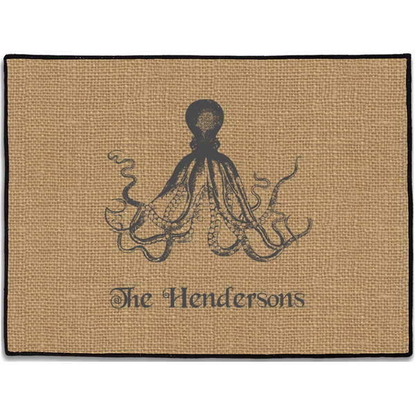 Custom Octopus & Burlap Print Door Mat (Personalized)