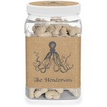 Octopus & Burlap Print Dog Treat Jar (Personalized)